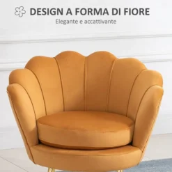 HOMCOM Poltrona Vintage Di Design In Velluto Giallo Poltroncina Da Camera -Negozio al dettaglio VIDAXL || HOMCOM || Songmics 28947297 4