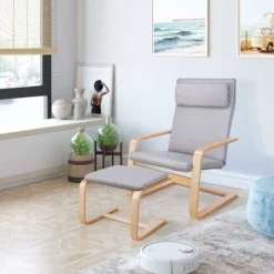 MVPOWER Poltrona Relax In Legno Di Betulla Con Poggiapiedi Poltrona A Dondolo Sedia Relax Capacità Di Carico 150 Kg Grigio Per Sedia Da Soggiorno Poltrona Cameretta 66,5x69x96,5 CM -Negozio al dettaglio VIDAXL || HOMCOM || Songmics 29141193 3