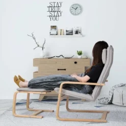 MVPOWER Poltrona Relax In Legno Di Betulla Con Poggiapiedi Poltrona A Dondolo Sedia Relax Capacità Di Carico 150 Kg Grigio Per Sedia Da Soggiorno Poltrona Cameretta 66,5x69x96,5 CM -Negozio al dettaglio VIDAXL || HOMCOM || Songmics 29141193 5