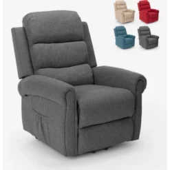 Poltrona Relax Elettrica Alzapersona Massaggiante Riscaldante Con Ruote Victoria Colore: Grigio Scuro