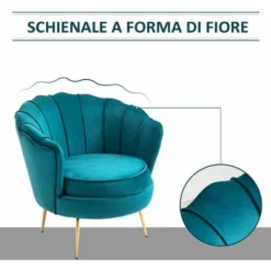 HOMCOM Poltrona Design Vintage In Velluto Poltroncina Rétro Da Camera -Negozio al dettaglio VIDAXL || HOMCOM || Songmics 29447042 4