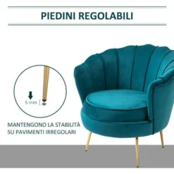 HOMCOM Poltrona Design Vintage In Velluto Poltroncina Rétro Da Camera -Negozio al dettaglio VIDAXL || HOMCOM || Songmics 29447042 5