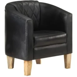 Poltrona A Pozzetto Nera In Vera Pelle VidaXL