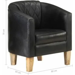 Poltrona A Pozzetto Nera In Vera Pelle VidaXL -Negozio al dettaglio VIDAXL || HOMCOM || Songmics 29506576 3