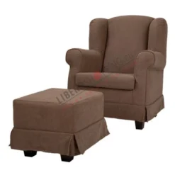 Poltrona Imbottita In Tessuto Antimacchia Sfoderabile BERGERE MARRONE Con Pouf -Negozio al dettaglio VIDAXL || HOMCOM || Songmics 29758605 3