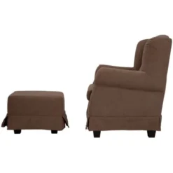 Poltrona Imbottita In Tessuto Antimacchia Sfoderabile BERGERE MARRONE Con Pouf -Negozio al dettaglio VIDAXL || HOMCOM || Songmics 29758605 4