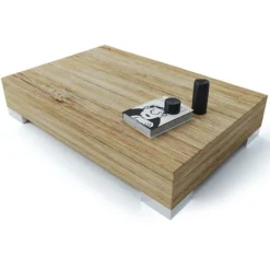 Tavolino Tavolo Basso Legno Gambe Metallo Ingresso Design Moderno Quercia