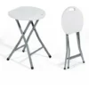Sgabello Pieghevole Richiudibile HDPE Bianco Ø Cm. 30x46H