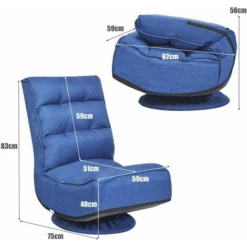 COSTWAY Poltrona Sedia Relax Pieghevole Reclinabile Girevole, Divano Comodo Per Studio Salotto, Con Schienale, Ottima Per Rilassarti, Blu -Negozio al dettaglio VIDAXL || HOMCOM || Songmics 29880567 5