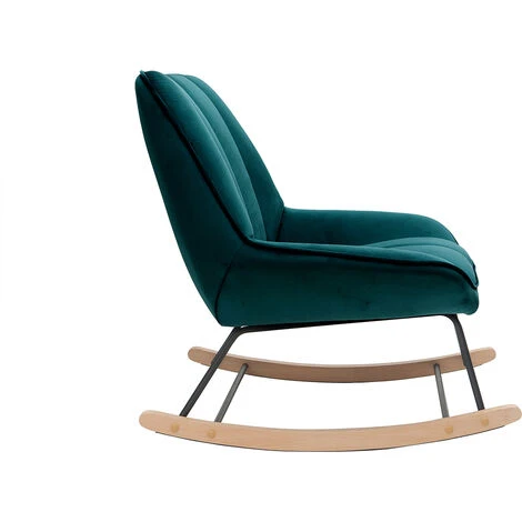 Sedia A Dondolo Billie Di Design In Velluto Blu Petrolio 3 Sedia A Dondolo Billie Di Design In Velluto Blu Petrolio - immagine 3