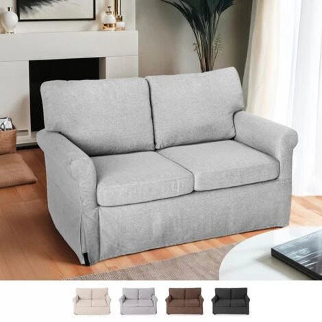 Divano 2 Posti Design Classico Moderno Per Salotti E Soggiorni In Tessuto Epoque Colore: Grigio Chiaro 1 Divano 2 Posti Design Classico Moderno Per Salotti E Soggiorni In Tessuto Epoque Colore: Grigio Chiaro