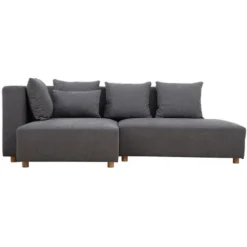 Divano Angolare Sinistro Con Effetto Velluto Grigio Chiaro HARLEM