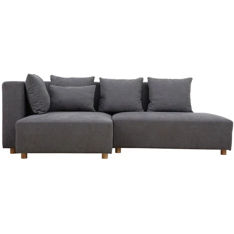 Divano Angolare Sinistro Con Effetto Velluto Grigio Chiaro HARLEM 1 Divano Angolare Sinistro Con Effetto Velluto Grigio Chiaro HARLEM