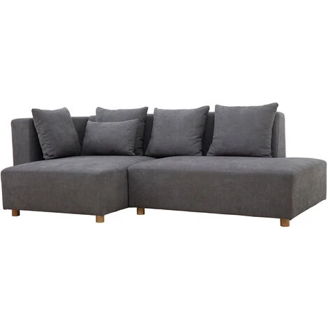 Divano Angolare Sinistro Con Effetto Velluto Grigio Chiaro HARLEM 2 Divano Angolare Sinistro Con Effetto Velluto Grigio Chiaro HARLEM - immagine 2