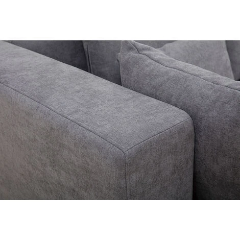 Divano Angolare Sinistro Con Effetto Velluto Grigio Chiaro HARLEM 5 Divano Angolare Sinistro Con Effetto Velluto Grigio Chiaro HARLEM - immagine 5