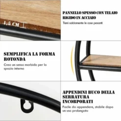 Mensola Da Muro Design, Scaffale Rotondo Da Parete, Libreria Con 4 Ripiani Salvaspazio, Per Cucina Camera Da Letto Soggiorno, 55 X 55 X 11 Cm -Negozio al dettaglio VIDAXL || HOMCOM || Songmics 30787626 3