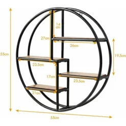 Mensola Da Muro Design, Scaffale Rotondo Da Parete, Libreria Con 4 Ripiani Salvaspazio, Per Cucina Camera Da Letto Soggiorno, 55 X 55 X 11 Cm -Negozio al dettaglio VIDAXL || HOMCOM || Songmics 30787626 5