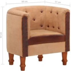 Poltrona A Pozzetto Marrone Vera Pelle Legno Massello Di Mango VidaXL -Negozio al dettaglio VIDAXL || HOMCOM || Songmics 30909333 3