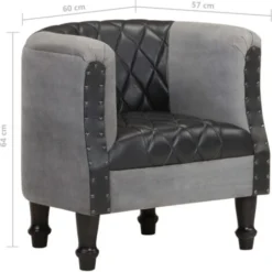 Poltrona A Pozzetto Nera In Vera Pelle E Massello Di Mango VidaXL -Negozio al dettaglio VIDAXL || HOMCOM || Songmics 31031663 3