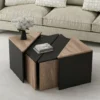 Set 4 Tavolino Flora - Basso - Con Ripiani - Da Soggiorno - Nero, Legno, 60 X 60 X 42 Cm