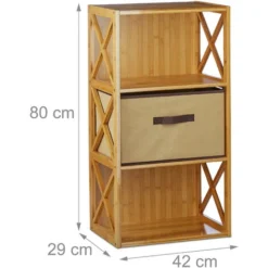 Relaxdays 10020273341 Scaffale Con Cestino Per Il Bagno, 3 Ripiani, Legno, Box Pieghevole, HxLxP: 80 X 42 X 29 Cm Ca. -Negozio al dettaglio VIDAXL || HOMCOM || Songmics 32160001 4