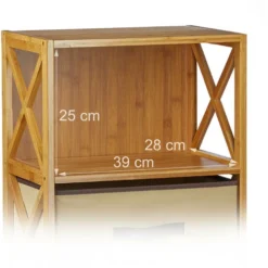 Relaxdays 10020273341 Scaffale Con Cestino Per Il Bagno, 3 Ripiani, Legno, Box Pieghevole, HxLxP: 80 X 42 X 29 Cm Ca. -Negozio al dettaglio VIDAXL || HOMCOM || Songmics 32160001 5