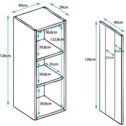 Vetrina Sospesa 1 Anta 3 Cassetti – Bianco E Nero Finitura Lucida LED – 40 X 126 X 29cm – LUKE V2 -Negozio al dettaglio VIDAXL || HOMCOM || Songmics 32357262 4