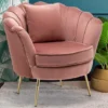 Poltrona Sedia Relax Tessuto Velluto E Metallo Imbottita Design Moderno Pink