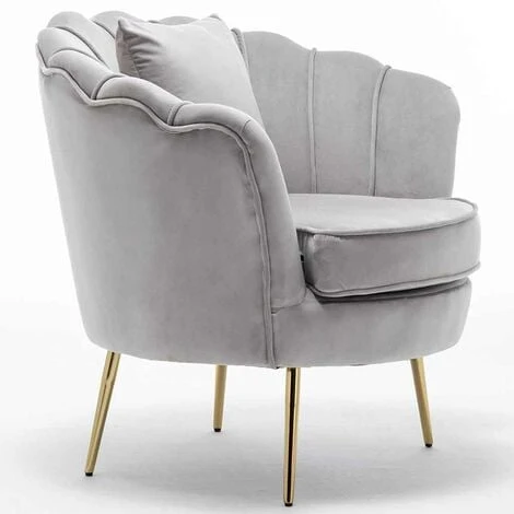 Poltrona Sedia Relax Tessuto Velluto E Metallo Imbottita Design Moderno Grigio 5 Poltrona Sedia Relax Tessuto Velluto E Metallo Imbottita Design Moderno Grigio - immagine 5