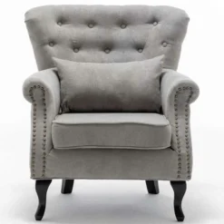 Poltrona Sedia Relax In Tessuto Trapuntato Legno Imbottita Design Moderno Grigio -Negozio al dettaglio VIDAXL || HOMCOM || Songmics 32391213 3