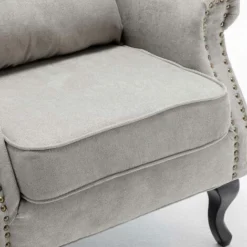 Poltrona Sedia Relax In Tessuto Trapuntato Legno Imbottita Design Moderno Grigio -Negozio al dettaglio VIDAXL || HOMCOM || Songmics 32391213 4