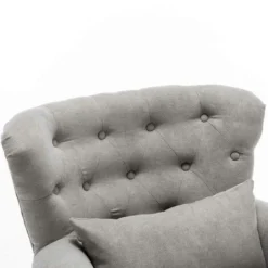 Poltrona Sedia Relax In Tessuto Trapuntato Legno Imbottita Design Moderno Grigio -Negozio al dettaglio VIDAXL || HOMCOM || Songmics 32391213 5