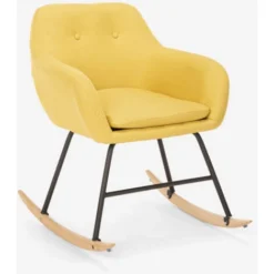 Sedia Poltrona A Dondolo Design Moderno Patchwork Tessuto Woodpecker Colore: Giallo -Negozio al dettaglio VIDAXL || HOMCOM || Songmics 32510738 3