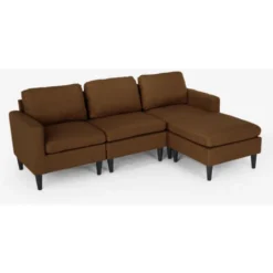 Divano 3 Posti Braccioli Con Pouf In Tessuto Salotto Moderno Elegante Steffy Colore: Marrone 8 Divano 3 Posti Braccioli Con Pouf In Tessuto Salotto Moderno Elegante Steffy Colore: Marrone -Negozio al dettaglio VIDAXL || HOMCOM || Songmics 32601993 4