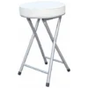 Sgabello Pieghevole Con Seduta In Pvc E Struttura In Metallo 30x30cm/H50cm Bianco