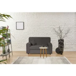 Dmora Divano Fisso Baeza, Sofa Da Soggiorno Moderno A 2 Posti In Tessuto , Con Braccioli E 2 Cuscini Inclusi, Made In Italy, Cm 125x73h85, Grigio, Con Imballo Rinforzato
