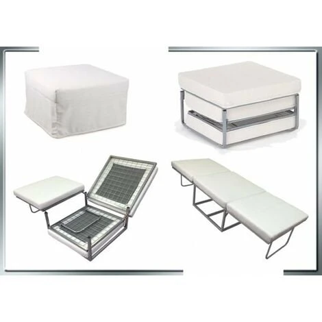 Pouf Letto A Scomparsa, Letto Richiubibile In Microfibra Bianco Sicorage Elly 1 Pouf Letto A Scomparsa, Letto Richiubibile In Microfibra Bianco Sicorage Elly