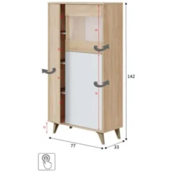 Vetrina Soggiorno 142 Cm Alabama Bianco Opaco E Rovere Con Tre Ante Rovere E Bianco -Negozio al dettaglio VIDAXL || HOMCOM || Songmics 34732752 5