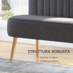 HOMCOM Divano 2 Posti Moderno In Tessuto Senza Braccioli, Struttura E Gambe In Legno, Grigio Scuro -Negozio al dettaglio VIDAXL || HOMCOM || Songmics 34987602 5