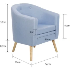 Poltrona, Legno, Blu 64x60x70 Cm -Negozio al dettaglio VIDAXL || HOMCOM || Songmics 35183253 3