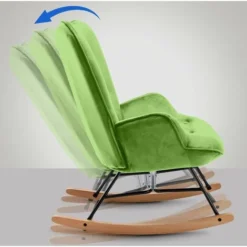 Sedia A Dondolo Sanka In Velluto Verde -Negozio al dettaglio VIDAXL || HOMCOM || Songmics 35439719 4