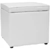 Pouf Contenitore, Morbida Imbottitura, Quadrato, Sgabello 404040 CM, Bianco