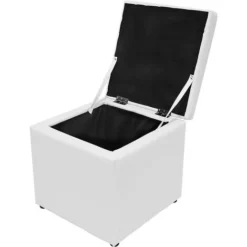 Pouf Contenitore, Morbida Imbottitura, Quadrato, Sgabello 404040 CM, Bianco -Negozio al dettaglio VIDAXL || HOMCOM || Songmics 35537805 4