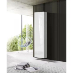 Colonna Sospeso Con Anta Battente, Finitura Bianca Lucida