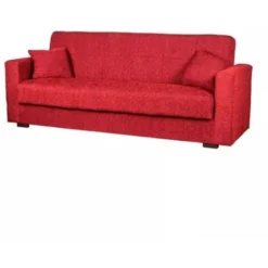 Divano Letto Nora 3 Posti Rosso, 212x80x87 Cm