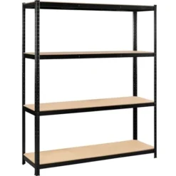Yaheetech Scaffale/Scaffalatura Metallo A 4 Ripiani Per Garage 150 X 45 X 180 Cm Altezza Regolabile Portata Massima 265 Kg Per Ripiano Scaffali Da Negozio Magazzino Nero