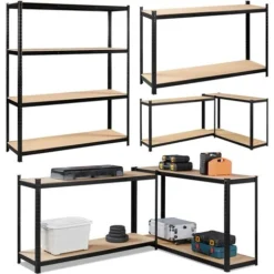 Yaheetech Scaffale/Scaffalatura Metallo A 4 Ripiani Per Garage 150 X 45 X 180 Cm Altezza Regolabile Portata Massima 265 Kg Per Ripiano Scaffali Da Negozio Magazzino Nero -Negozio al dettaglio VIDAXL || HOMCOM || Songmics 35962148 4