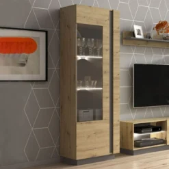 Vetrina NOA Moderna Con Ripiani Interni 1 Anta Soggiorno Design Rovere Elegante