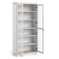 Vetrina Soggiorno 200 Cm Bianco Opaco E Rovere Con Due Ante E Cinque Ripiani Rovere E Bianco -Negozio al dettaglio VIDAXL || HOMCOM || Songmics 36033088 3