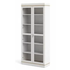 Vetrina Soggiorno 200 Cm Bianco Opaco E Rovere Con Due Ante E Cinque Ripiani Rovere E Bianco -Negozio al dettaglio VIDAXL || HOMCOM || Songmics 36033088 5